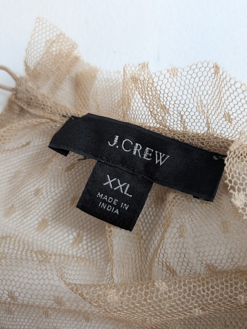 J.CREW Womens Sheer Lace Polka Dot Ruffle Long Sleeve Button Blouse 2XL Beige - Picture 7 of 10